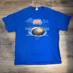 Indianapolis Colts Super Bowl XLI Champions T-Shirt Blue Tennessee River Large